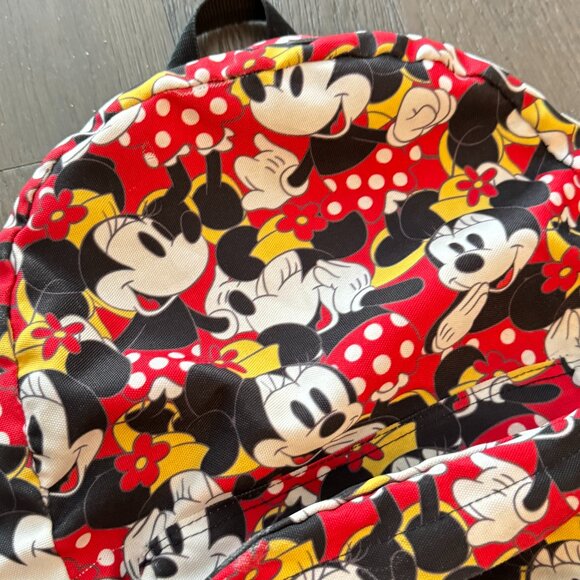 Vintage Minnie Mouse Backpack Red Black Fabric All over Print - Picture 3 of 6